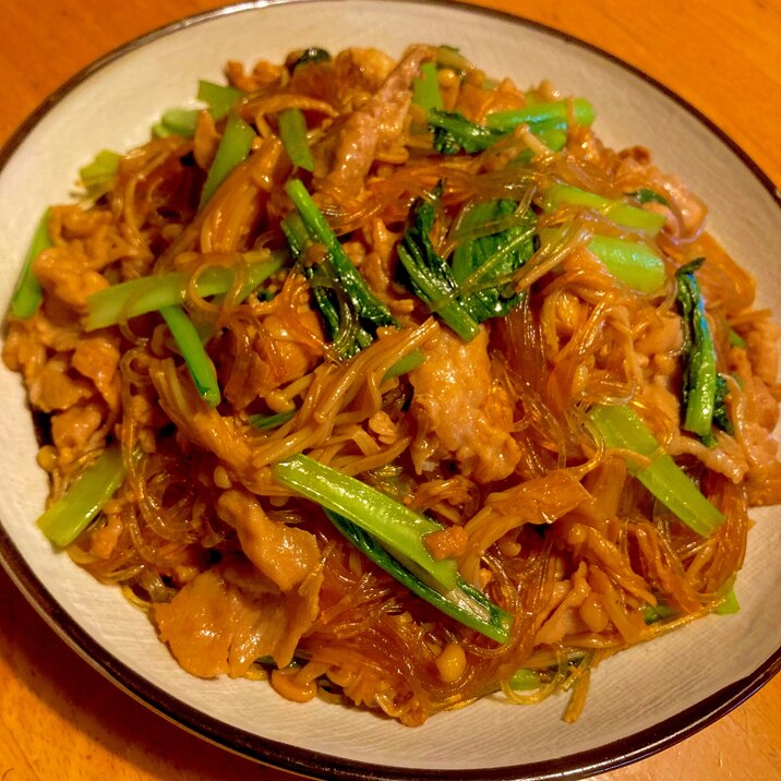 豚と野菜と春雨のオイスターソース炒め